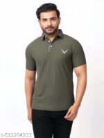 BUFFARO Men's Solid Polycotton Rich Polo T Shirt | Collar Tshirts | Half Sleeves | Olive Plain-Regular Fit