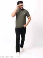 BUFFARO Men's Solid Polycotton Rich Polo T Shirt | Collar Tshirts | Half Sleeves | Olive Plain-Regular Fit - Image 3