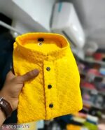 YELLOW FUDADI MAN KURTA SIFLI WORK