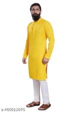 YELLOW FUDADI MAN KURTA SIFLI WORK - Image 3