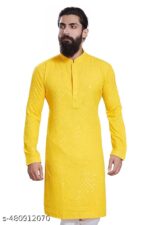 YELLOW FUDADI MAN KURTA SIFLI WORK - Image 4