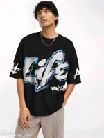 Men's Typography Slim Round Black Tshirts