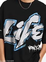 Men's Typography Slim Round Black Tshirts - Image 2
