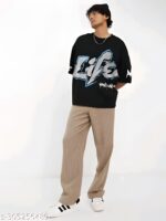 Men's Typography Slim Round Black Tshirts - Image 4