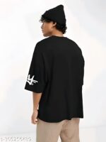 Men's Typography Slim Round Black Tshirts - Image 3