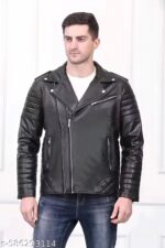 SAQAFY Men's Black Biker Jacket - Image 3