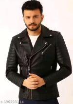SAQAFY Men's Black Biker Jacket